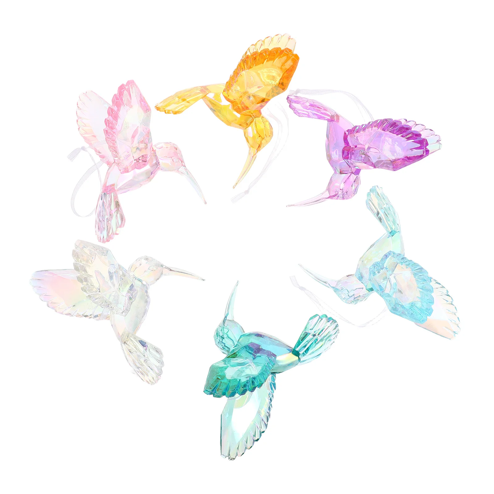

6Pcs Acrylic Hanging Hummingbird Ornament Decorative Home Bedroom Party Ceiling Decoration Hummingbird Ornament