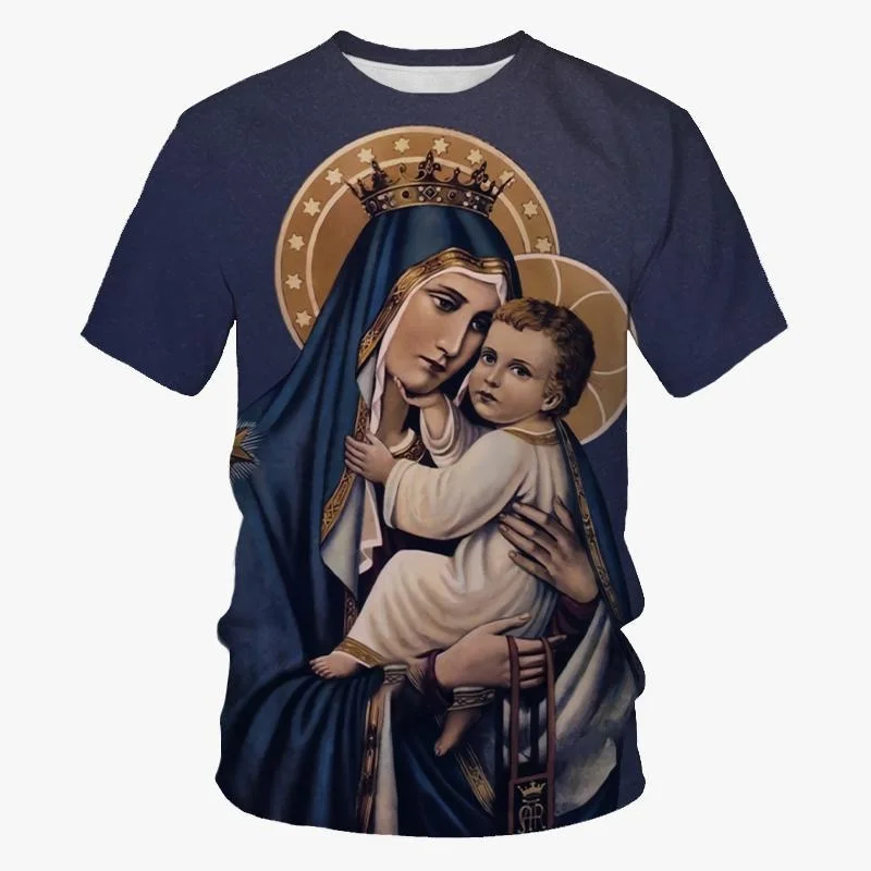 Faith Christianity Mother Of God T Shirt Women Mens 3D Print Virgin Mary Casual T-Shirt Kids Tops Tees Comfortable Male Clothing