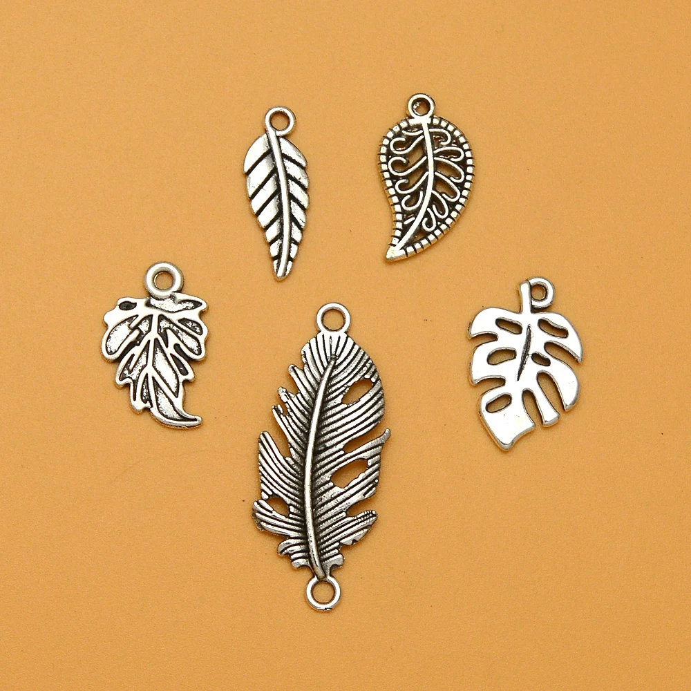 50pcs/lots Monstera Leaf Charms Leaves Plants Connector Pendants For Diy Jewelry Making Supplies Accessories Wholesale Bulk Item