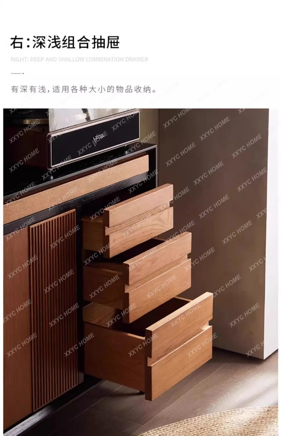 XX modern side cabinet, retro solid wood tea cabinet, medieval multi-functional locker, integrated wine against the wall