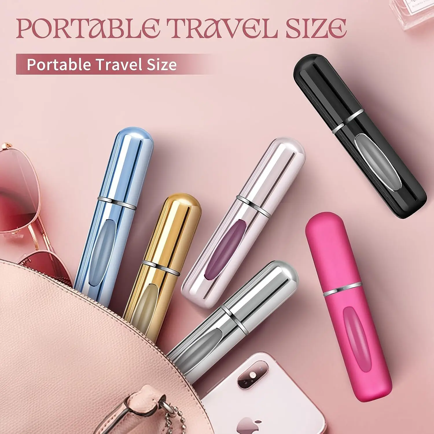 6Pcs Travel Size Perfume Refill Bottle Portable Emtpy Atomizer Refillable Spray Essentials Pocket Mini Dispenser Cologne Sprayer