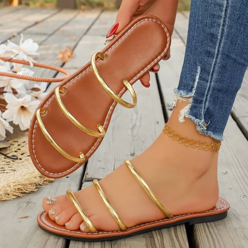 Summer Outdoor French-Style Evening Breeze Women's Sandals Gentle Slippers New Korean Version Thin-Strap Fairy Slippers