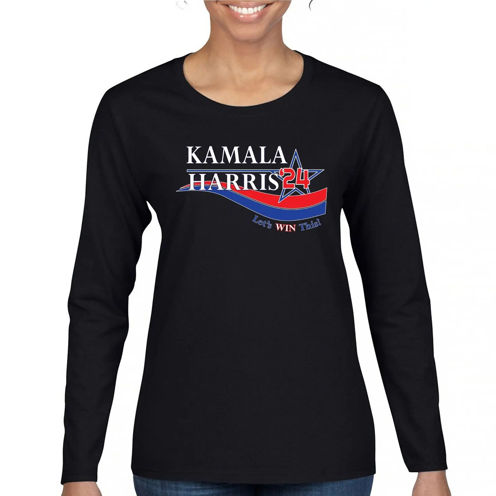 T-shirt à manches longues pour femmes, Kamala Harris 24, Let's P1 This Madam President USA