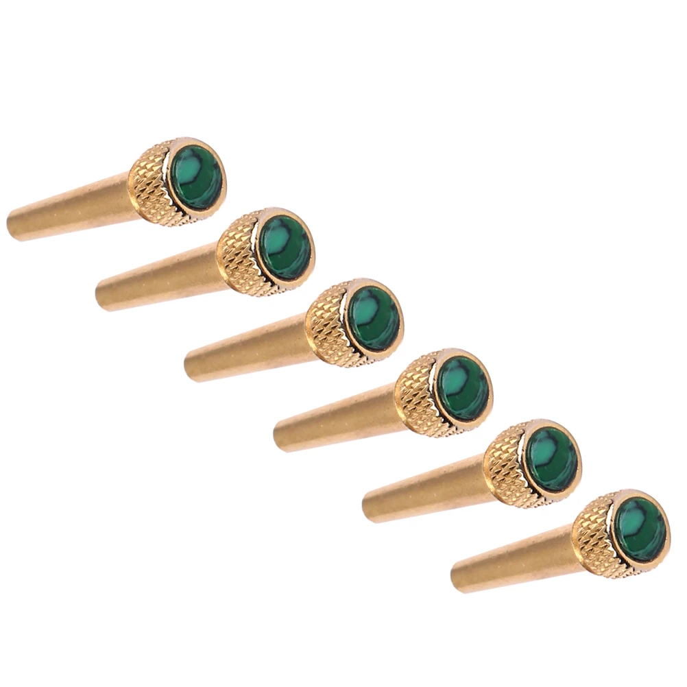 

6 pcs Golden String Pins Guitar Inlaid Abalone Dots Enhance Sound Clarity Sustain Brightness Fit Acoustic Accessories
