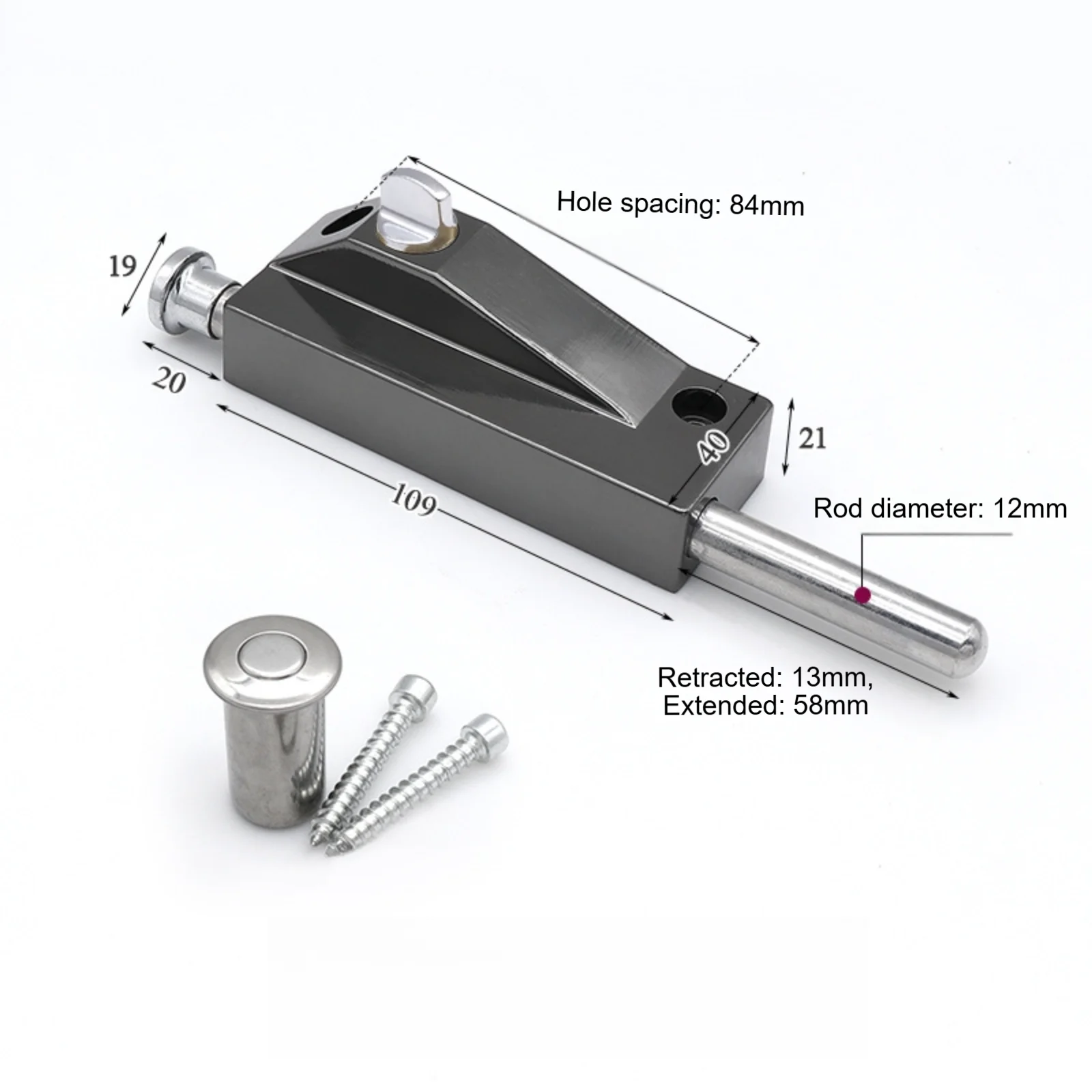 Spring Loaded Floor Bolt Lock With Key Suitable For Wooden Doors Aluminum Security Hardware Silver Black