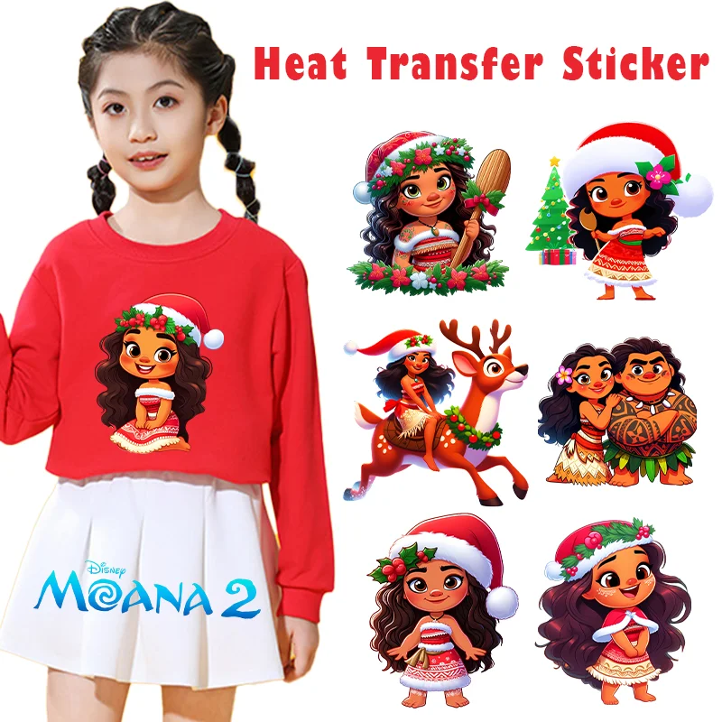 Moana 2 Iron on Patch Christmas Heat Transfer Sticker T-shirt Top Jacket Hoodie Clothing Bag Hats DIY Decoration Anime Cute Gift