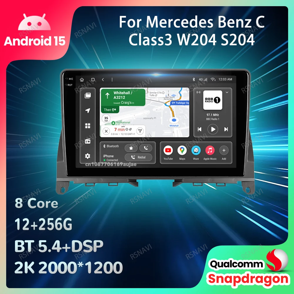 

Car Radio Android 15 For Mercedes Benz C Class3 W204 S204 2006-2011 Navigation 4G LTE Viedo Player Autoradio Multimedia Stereo