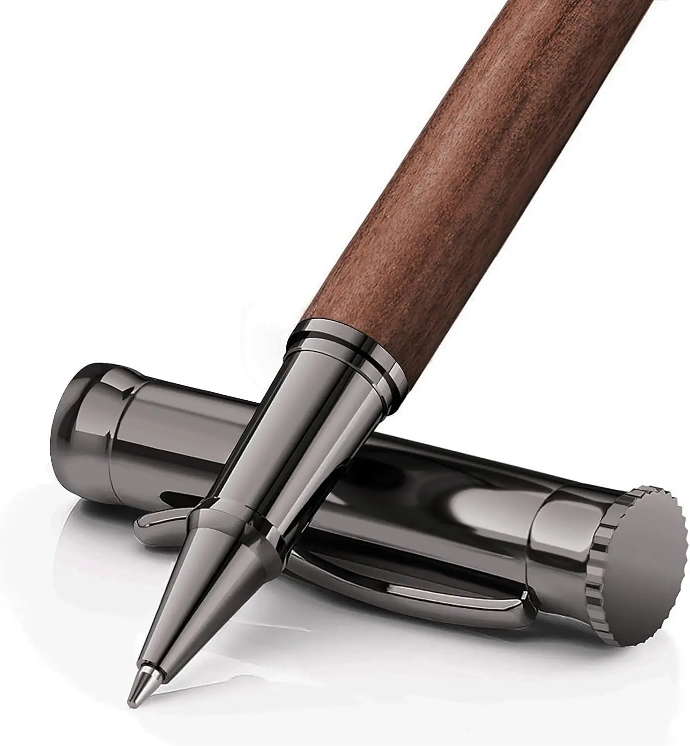 

Wood Rollerball Pen Set with 2 Ink Refills, Fine Point Writing Pen for Journaling, Office Gift for Men