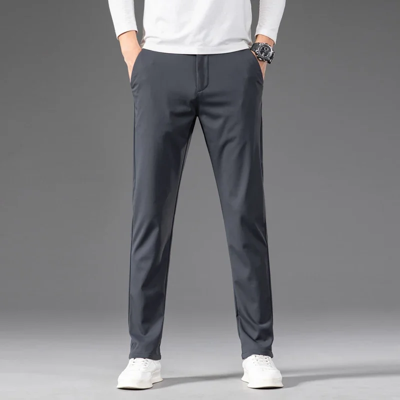 

202, весенне-осенние мужские нейлоновые эластичные свободные прямые повседневные брюки в четырех направлениях, деловые молодежные офисные удобные брюки