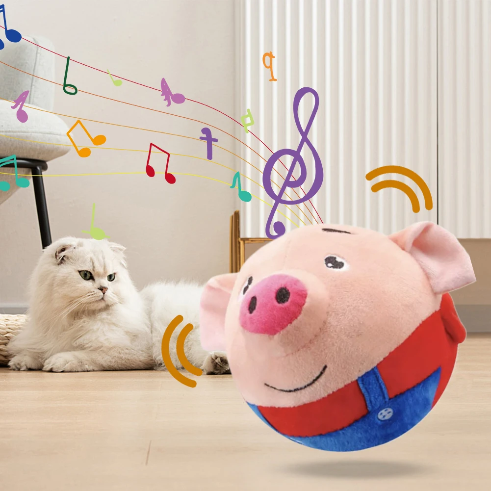 USB Electronic Pet Dog Toy Music Vibration Bouncing Jump Ball Toys Singing Talking Interactive Plush Doll Gift for Dogs and Cats