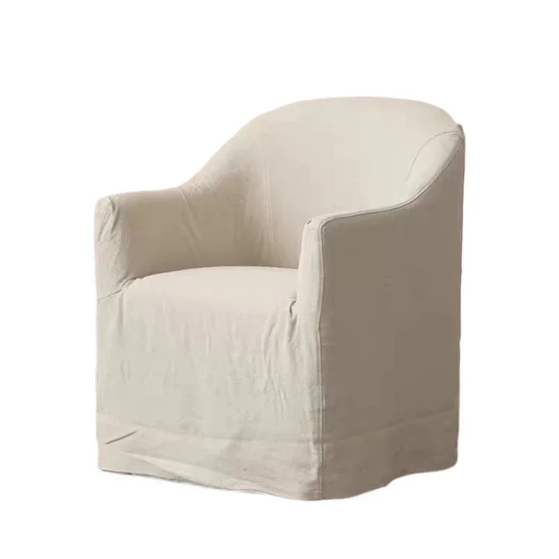 

Nordic retro linen B & B dining chair room restaurant single chair fully dismantled and washed