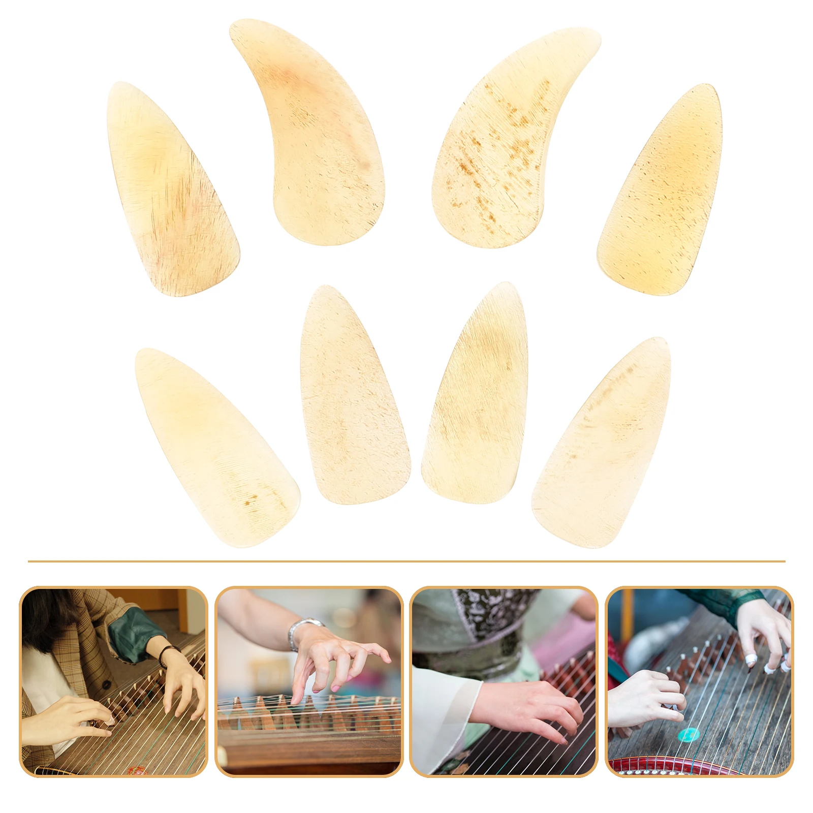 

8 Pcs Guzheng Nails Finger Caps Protectors Fake Protection Aid Picks Horns Armor