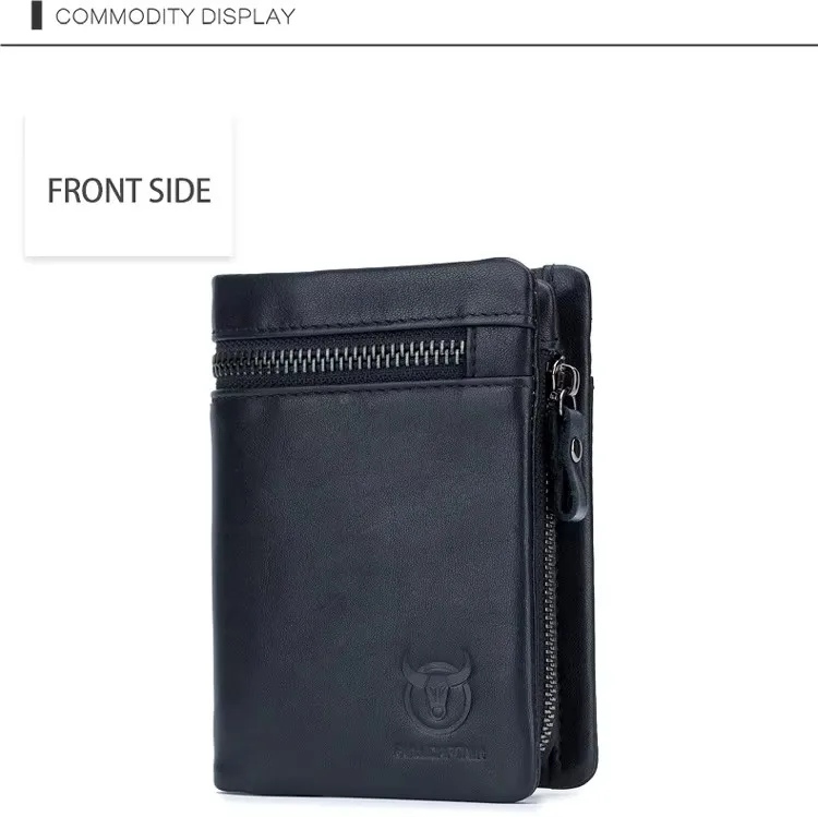 BULLCAPTAIN Herren-Geldbörse mit RFID-Blockierung, Reißverschluss, Leder-Geldbörse für Herren, Bifold-RFID-Kartenhalter – Detail 10
