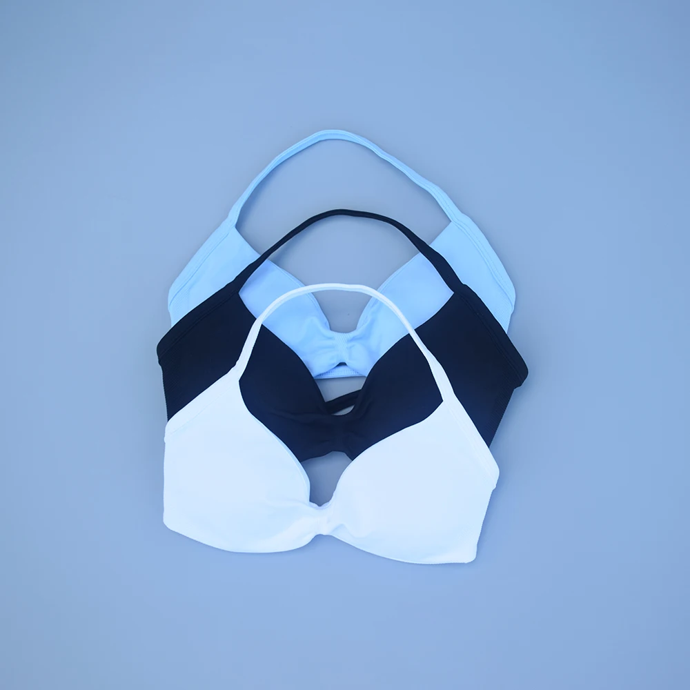 Sports Strappy Bra Yoga Underwear Women Gym Crop Top Running Exercise Backless Bra Support ActiveWear Fitness Workout Halter image 3