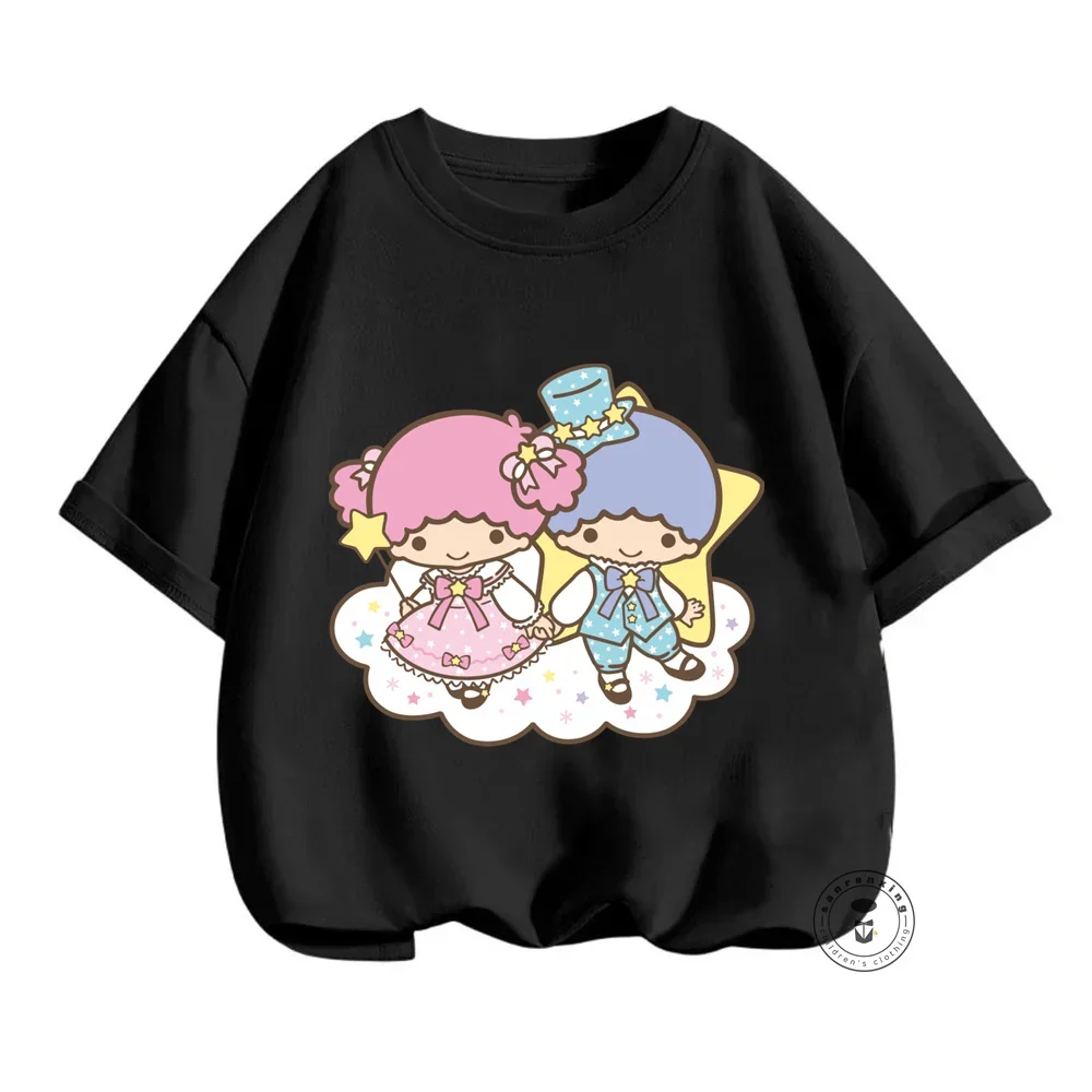 Trendy Little Twin Stars Apparel Irresistibly Kawaii Summer T-Shirts with Simple O-Neck Design for Fashion-Forward Boys Girls