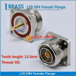7/16 L29 DIN Female With 4 hole Flange Panel Mount Solder Cup M5 thread Waterproof Ring lengther 12.5mm RF Connector Adapter