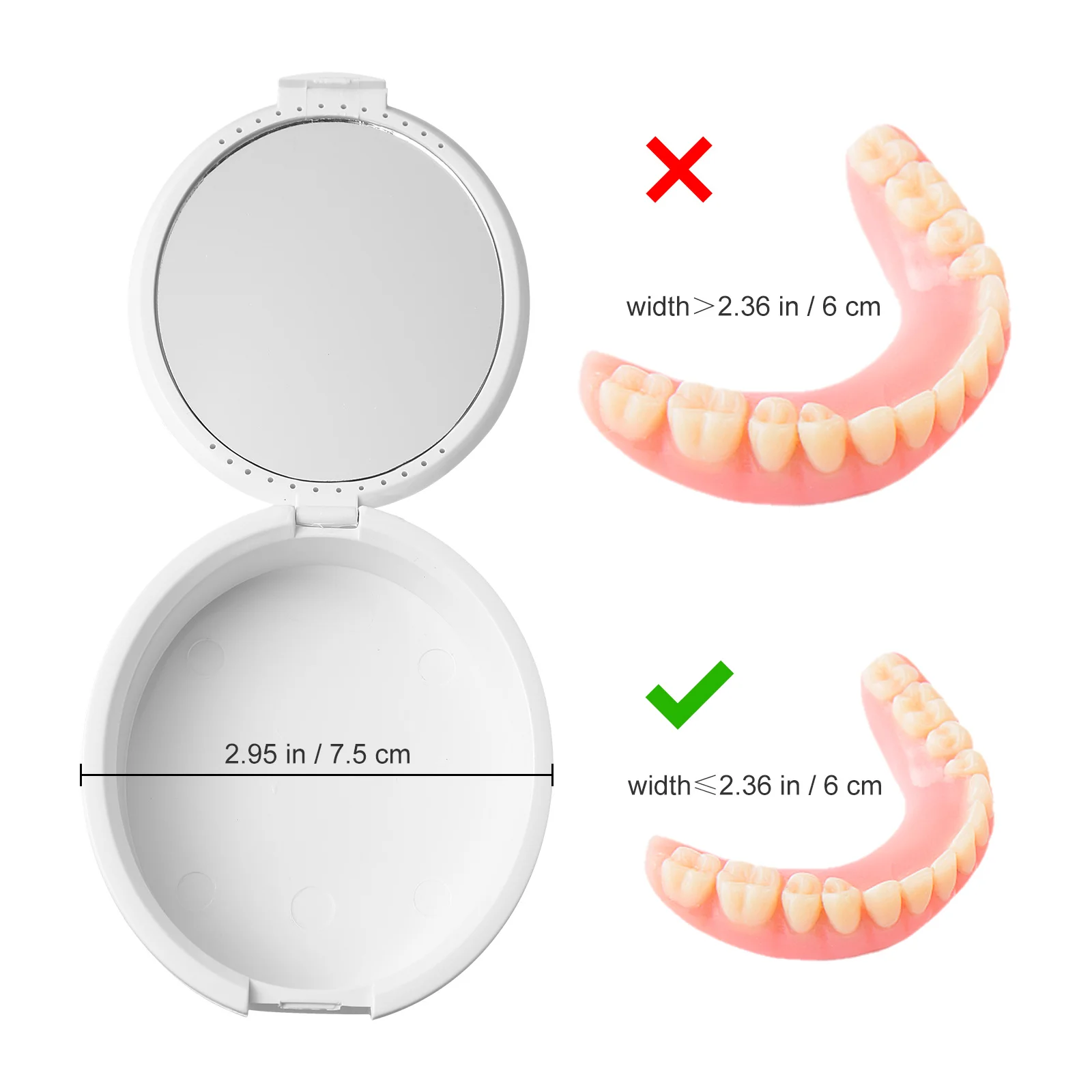 

Plastic Denture Storage Box Sturdy Denture Case Portable Artificial Tooth Container Protective Storage Holder for False Teeth