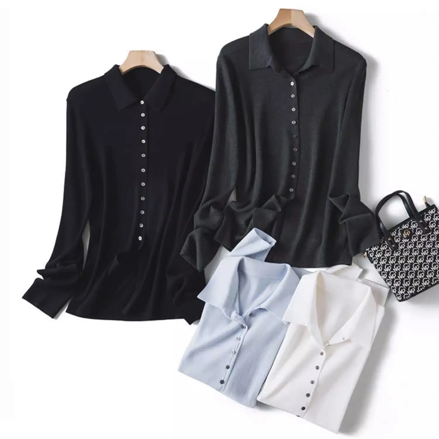 

Dave&di Intellectual Commuting Long Sleeved Lapel Knitted Cardigan Sweater For Women Clothing Woman Clothes Cardiga