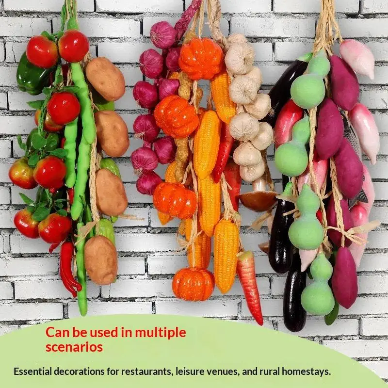 Realistic Fake Fruit Vegetable String Pendant 1 Bunch Lifelike Food Model for Photography Props Home Kitchen Decor