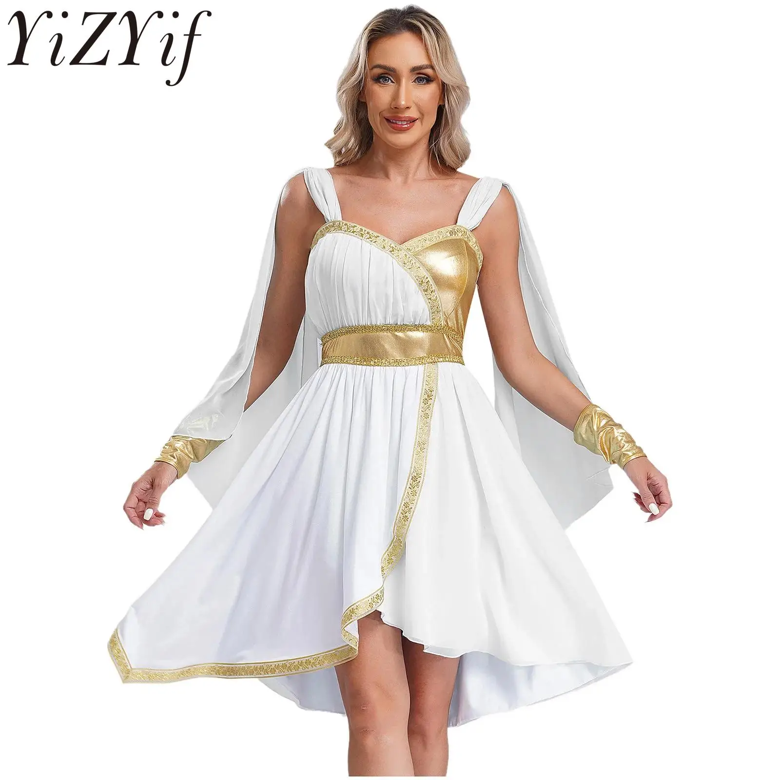 Womens Grecian Dress Ancient Greek Toga Roman Princess Senator Caesar Costume Halloween Party Cosplay Role Play Fancy Dress