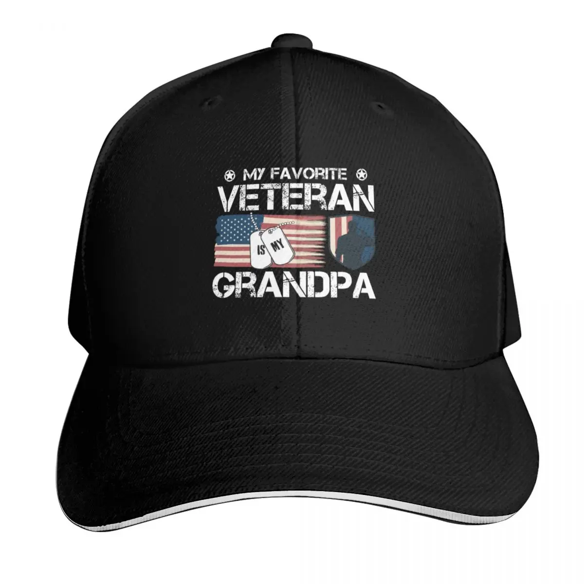 My Favorite Veteran is My Grandpa Respected Veteran Beloved Veteran Baseball Cap Men Women Casual Summer Sport Sun Cap