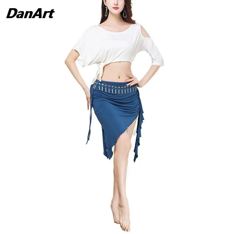 

Women Oriental Belly Dance Stage Performance Practice Costumes Set Large Bat Sleeves Top and Elegant Skirt Adult Training Suit