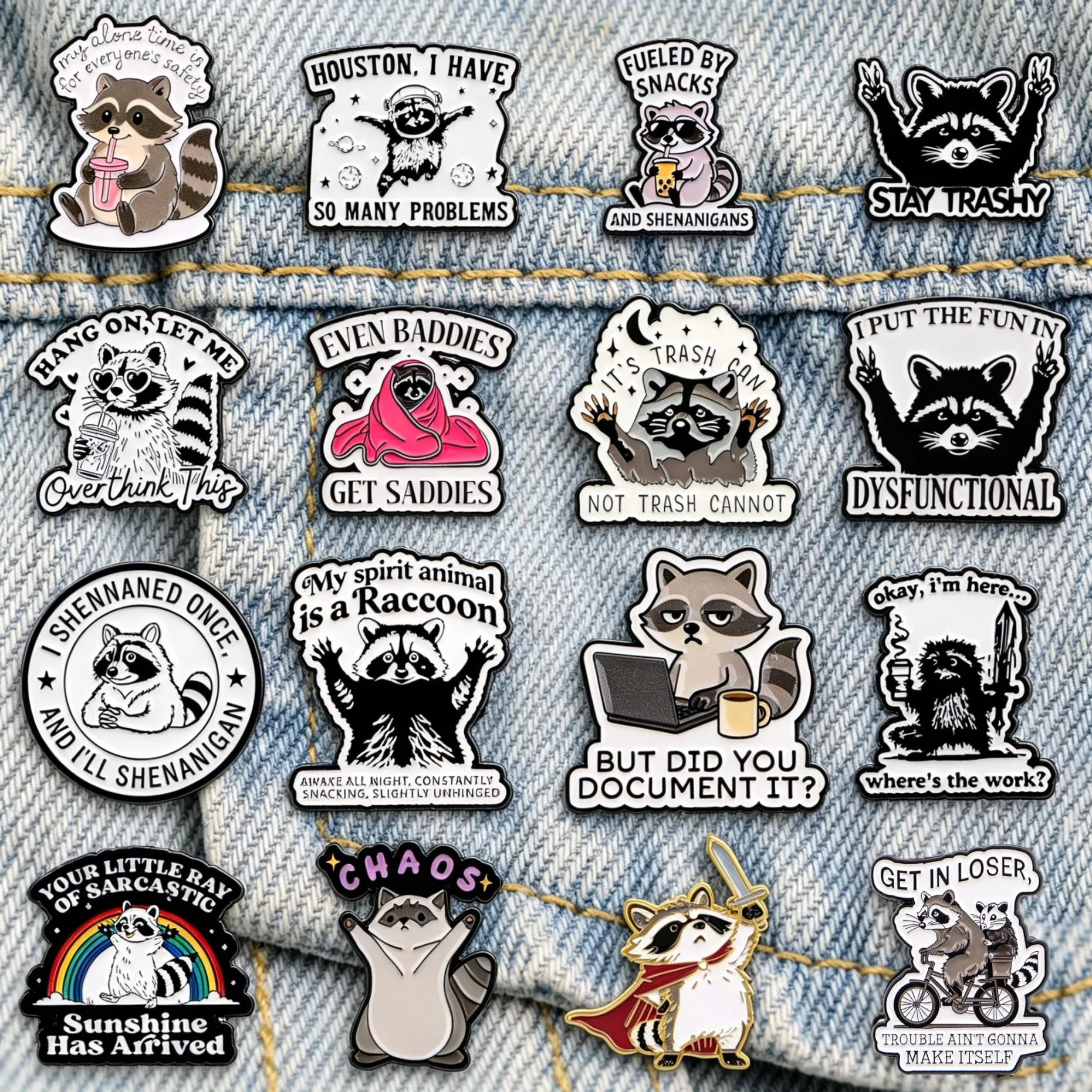 Raccoon Spirit Animal Enamel Pins Funny Sarcastic Quote Brooch Cute Animal Lapel Pin For Backpack Jeans Bag Gift For Friends
