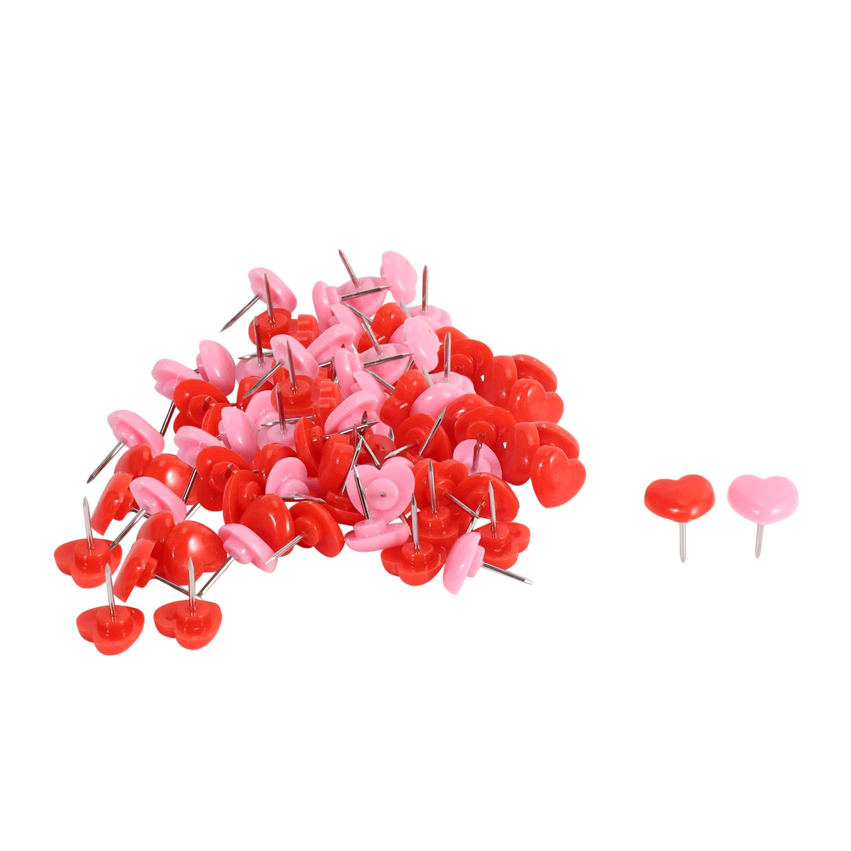 50 PCS Heart Push Pins, Red Bulletin Boards Thumb Tacks, Pink Cute Wall Tacks Decorative for Cork Board Home and Office