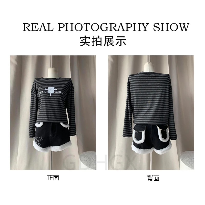 ReddaChic فروي التصحيح الدنيم السراويل النساء سليم صالح حجر الراين الصليب أفخم السراويل تنوعا لطيف Kawaii نمط اليابانية الشارع الشهير