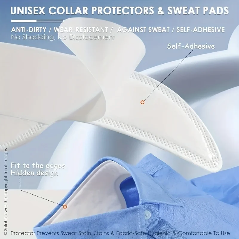10/50 Stück Hüte Kragen Schweißableitende Pads Innenfutter Schutzaufkleber Einweg saugfähiger Trockenheitspflaster für Kappen Hemd Liner – Detail 8