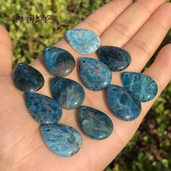 18x25mm Natural Drop Blue Apatite Stone Pendant Loose Beads For Jewelry Making DIY Crystal Crystal Healing Necklace 1/3/5pcs