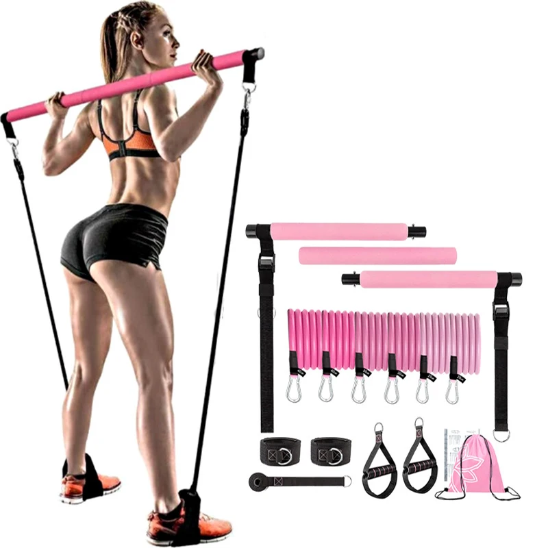 Workout Bar Fitness Resistance Bands Set Pilates Yoga Pull Rope Exercise Training Gym Expander Equipment for Home Bodybuilding