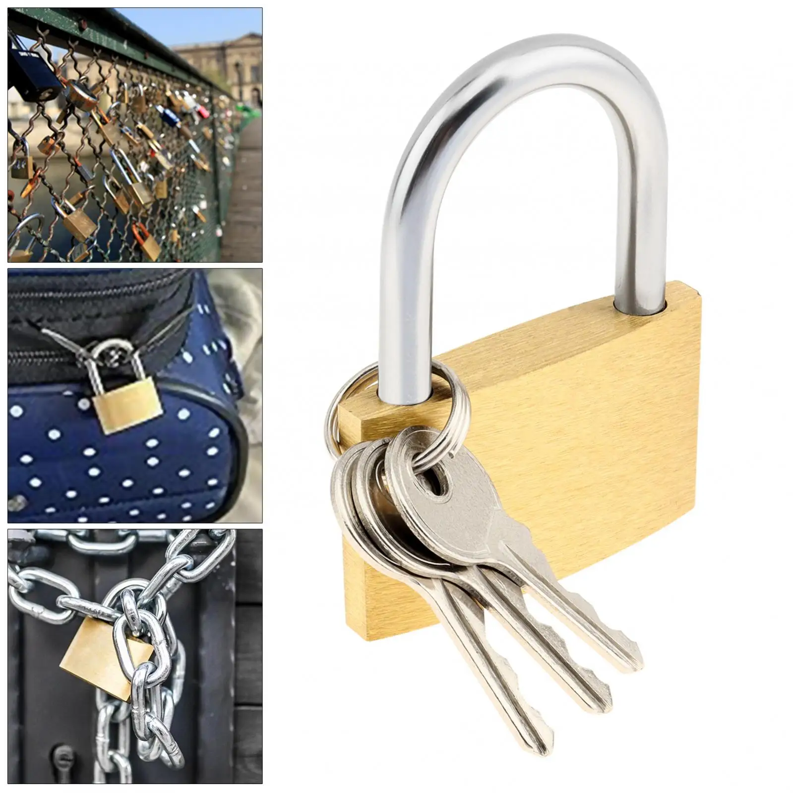 50mm Wide Lock Body Solid Brass Padlock for Sheds / Fence / Storage / Toolbox / Unit School Gym Locker with 3pcs Keys