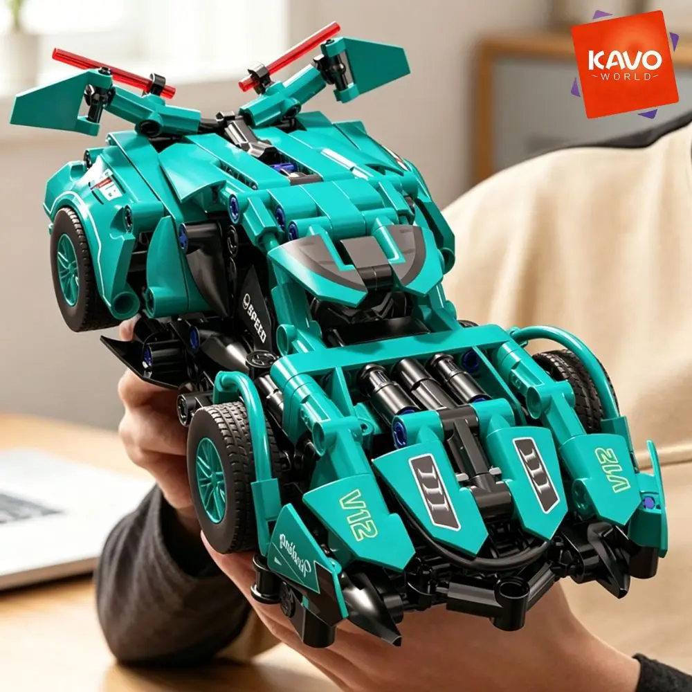 

KAVOWORLD 313pcs Technology Blue V12 Building Blocks Concept Sports Car 1:18Super Racing Assembly Brick Model Speed Car Toy Gift