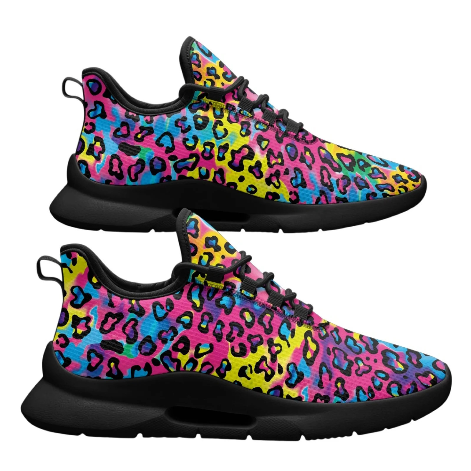 PENSTROLL Mesh & EVA Men's Fashion Skate Sneakers Walking Driving Shoes for Mens Office Business Tie Dye Leopard Print