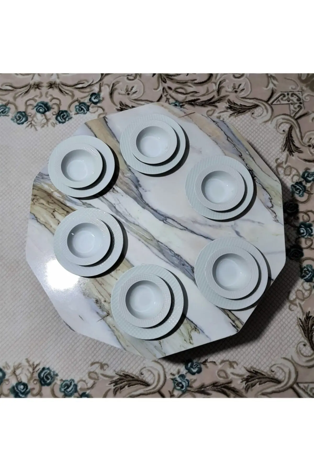 New Model marble patterned prism corner floor table with marble pattern