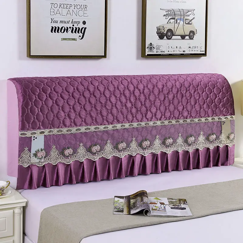 High Quality All-wrap Bed Head Cover Quilted Flannelette Home Headboard Dust Cover Chinese-style Pocket Storage Bedside Cover