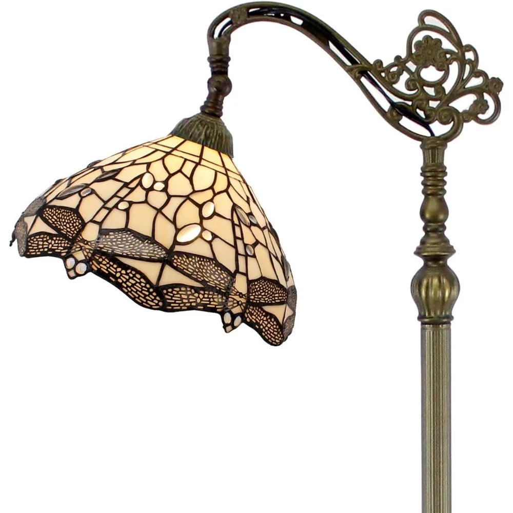 Tiffany Floor Lamp Cream Stained Glass Dragonfly Arch Lamp 12X18X64 inch goose head adjustable Angle standing