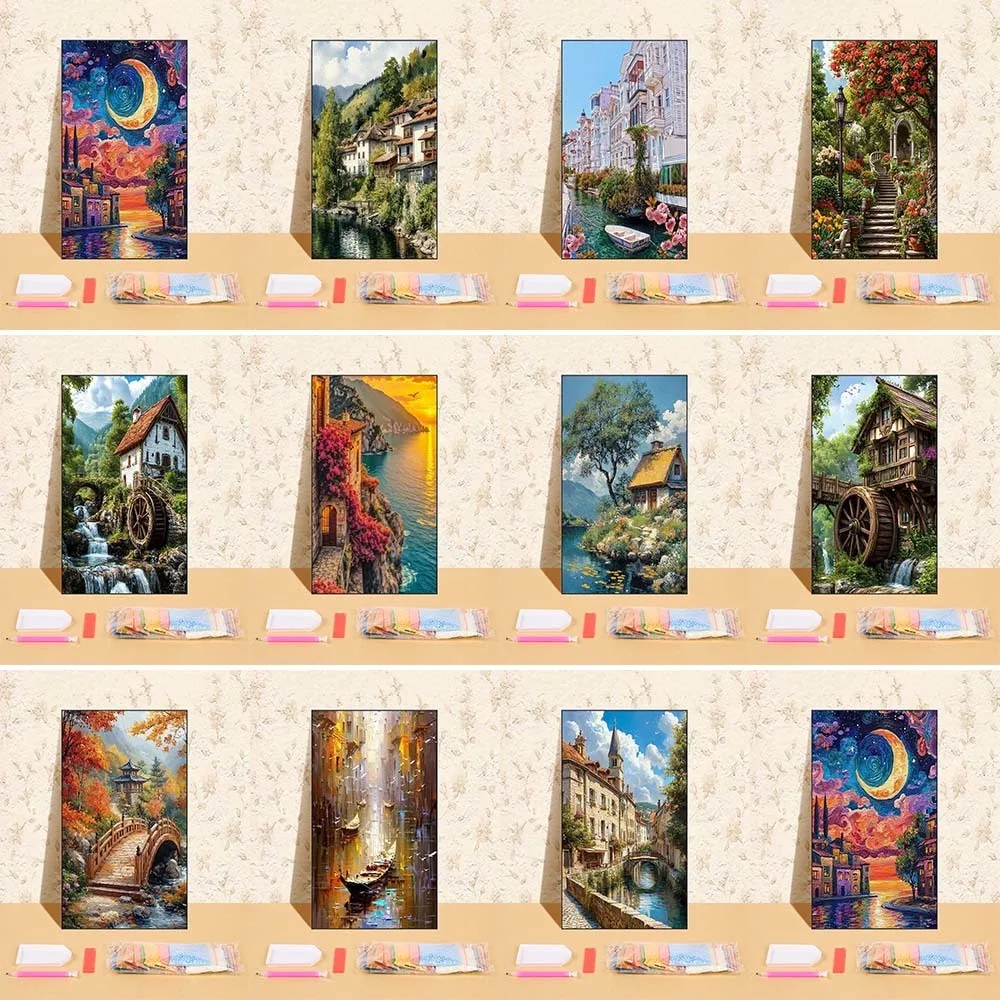 

Diamond Painting New Collection 2025 Full Diamond Mosaic 5D DIY Cross Stitch Kits Diamond Art Home Decoration River Building