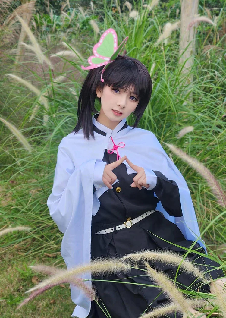 Anime Demon Slayer Cosplay Costume pour adultes et enfants, Ao Tsuyuri Awo, Kimetsu No Yaiba, robe de soirée, perruque, tenue papillon