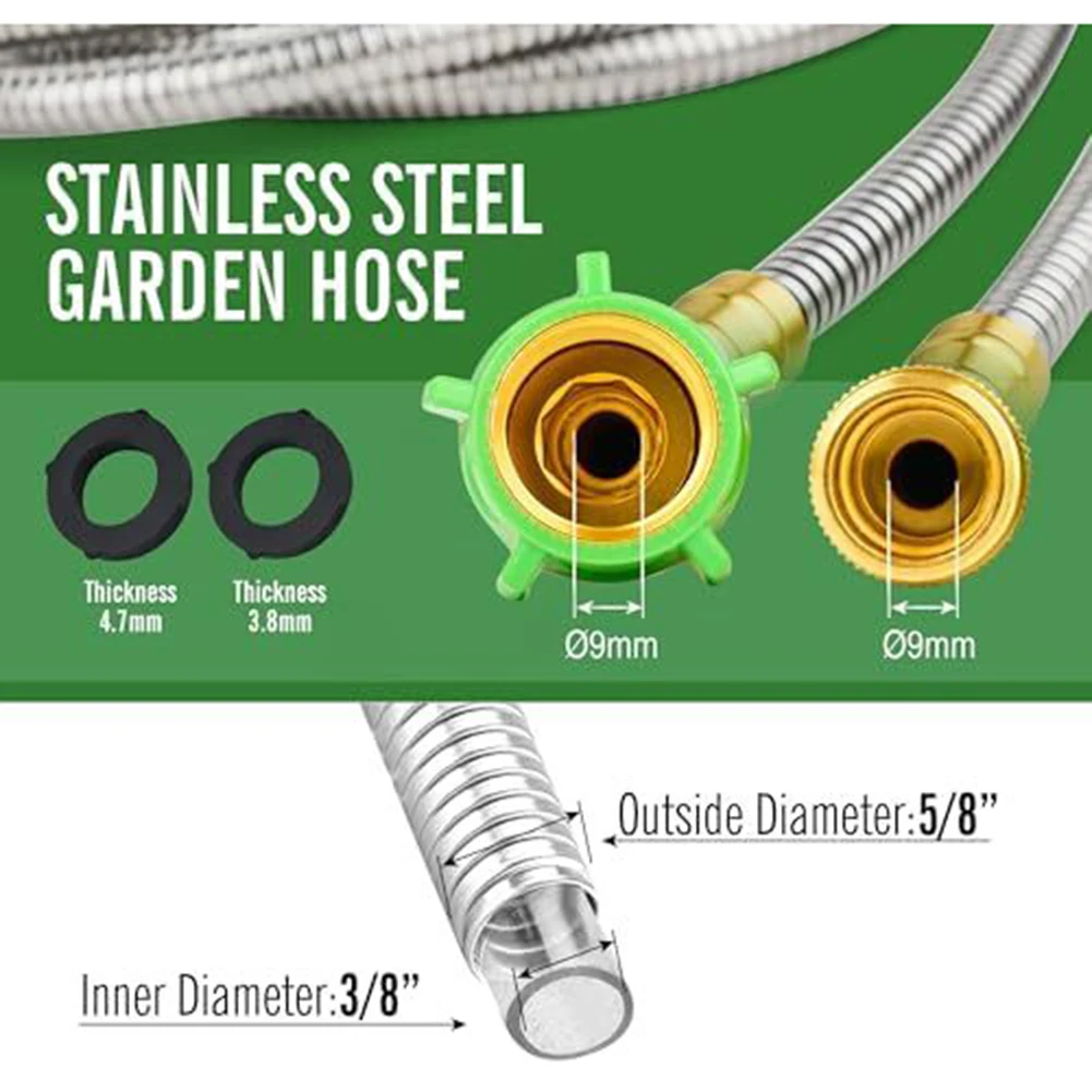 304 Stainless Steel Short Garden Hose 1ft Leakproof Lightweight Easy To Use