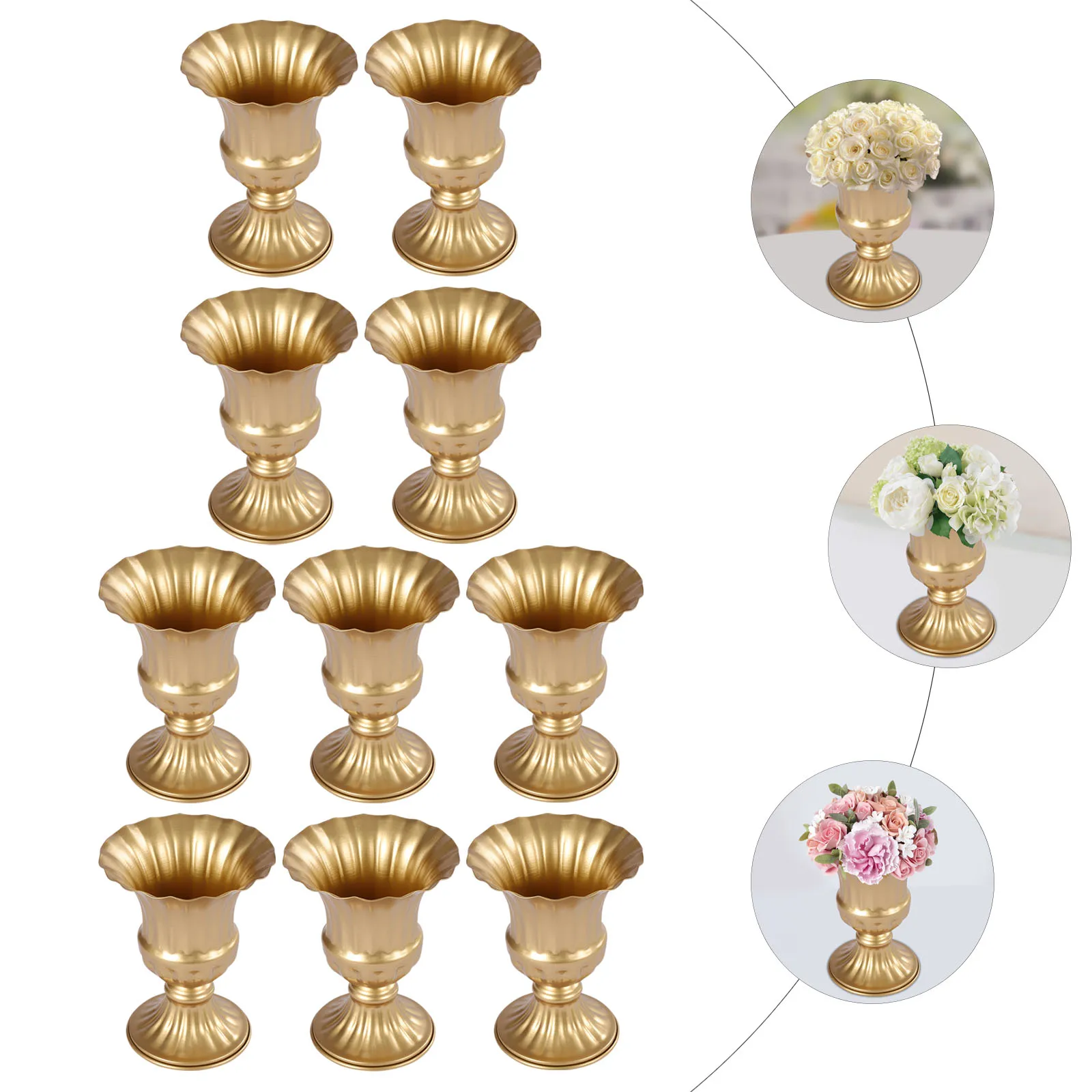 16cm Modern Trumpet Flower Vase Display Table Centrepiece Home Decoration, 10 Packs DIY Metal Wedding Flower Trumpet Vase