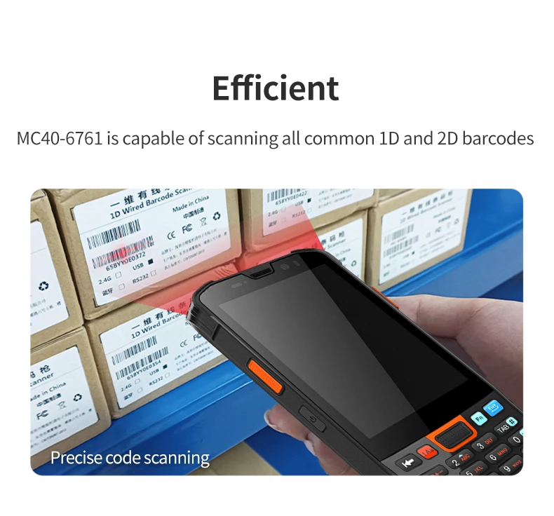 Scanner a laser 2D Pda Scanner de código de barras Câmera HD Leitor NFC Android Pda Robusto 1D Cmos Scanner Pda robusto