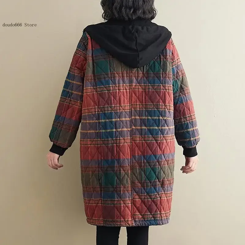Giacca con cappuccio calda Casual allentata autunno e inverno retrò da donna