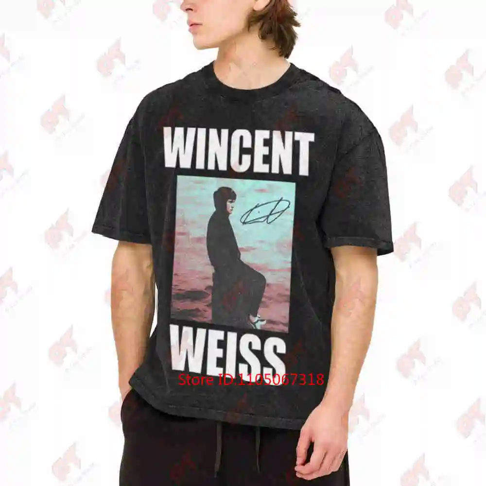 Wincents Weiss Print Signature Vintage Washed Tee Pure Cotton T-Shirt