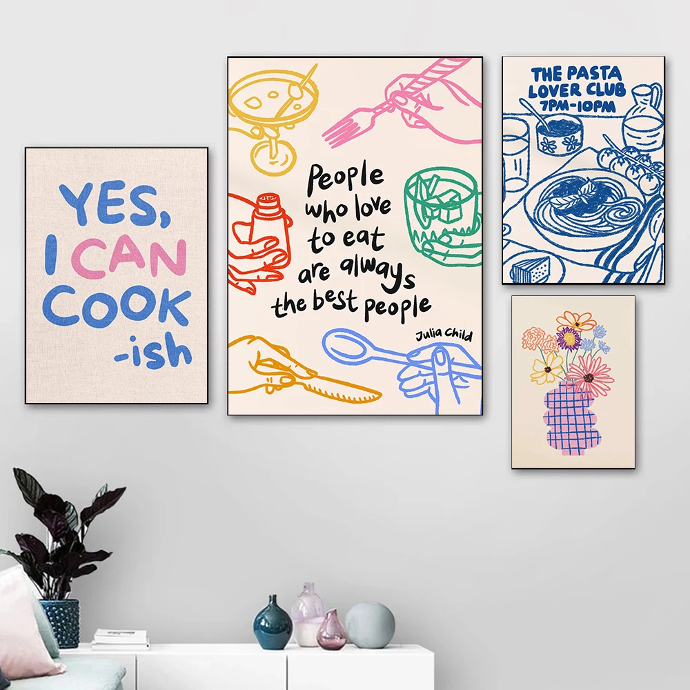 Minimalist Happy Hour Funny Bar Cart Kitchen Poster Colorful Food Wine Cheers Prints Canvas Painting Wall Art Picture Home Decor