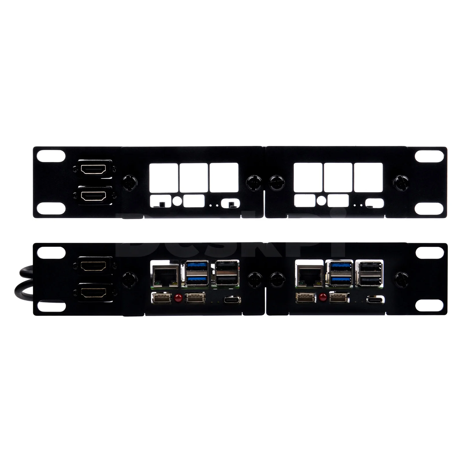 

DeskPi Rackmate 10-inch 1U Rack Mount with 2 PCIE NVME Boards for Raspberry Pi 5, Supports M.2 NVMe SSDs