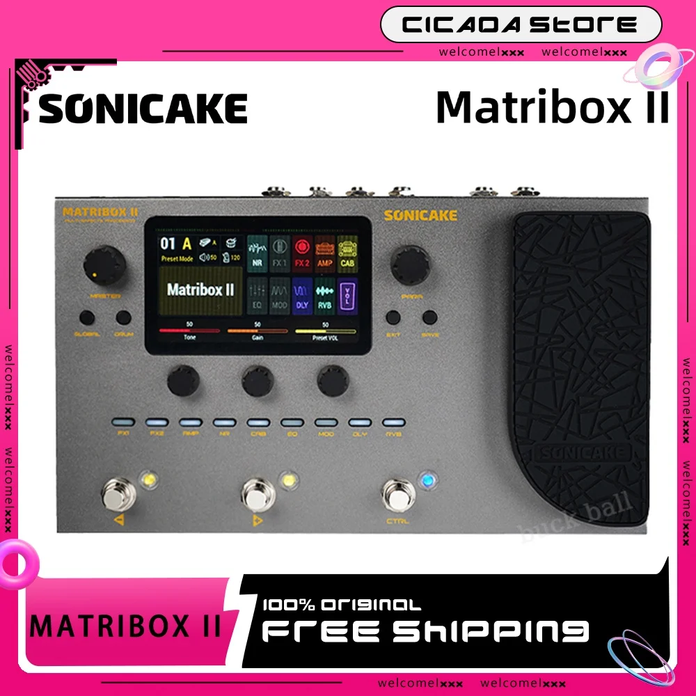 SONICAKE Matribox II Electric Guitar Amp Custom Modeling Multi-Effects Processor FX Loop MIDI Stereo IR USB AUX In Metal Shell