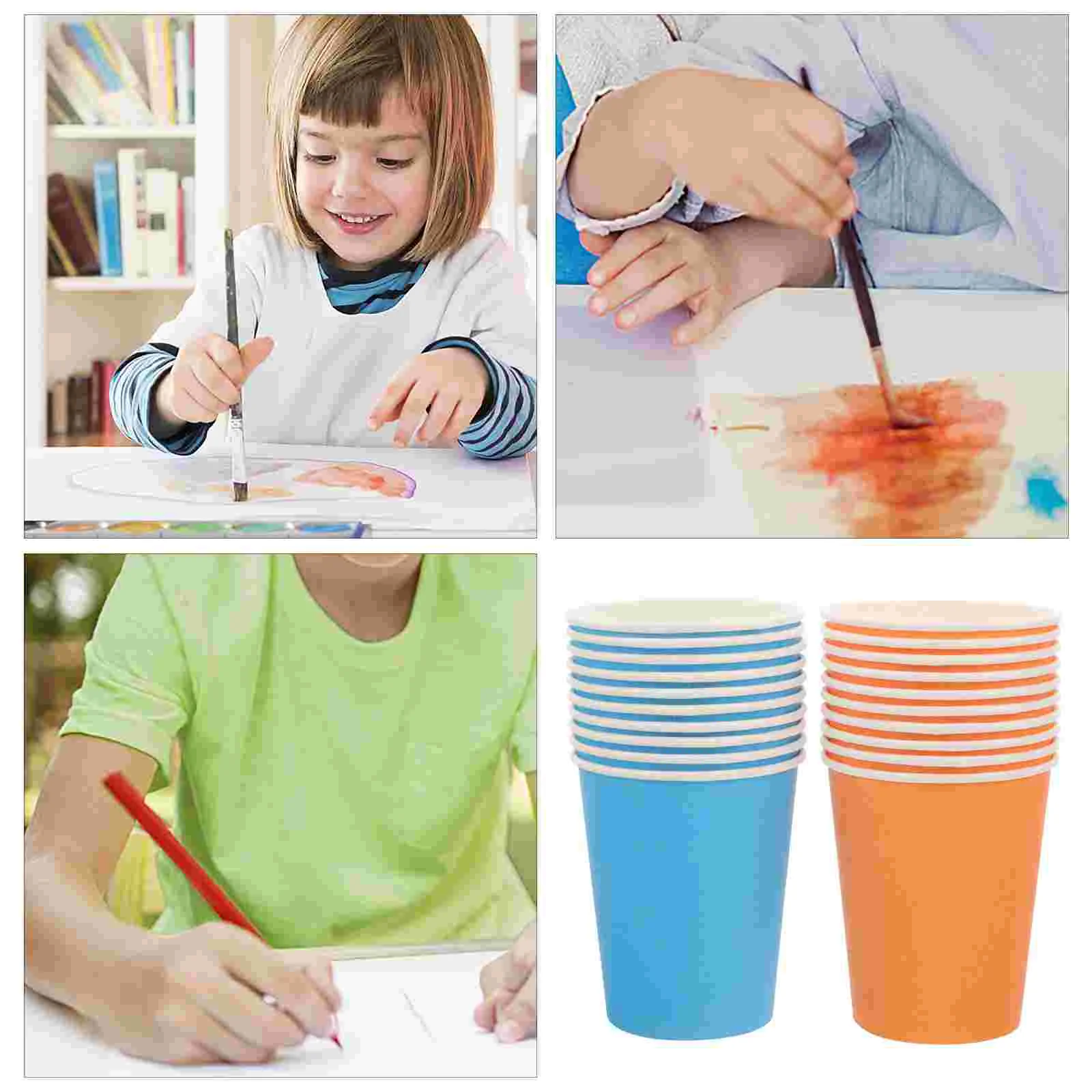 100 Pcs Disposable Blank Child Paper Cups Colored Cardboard Coffee Size Water Party