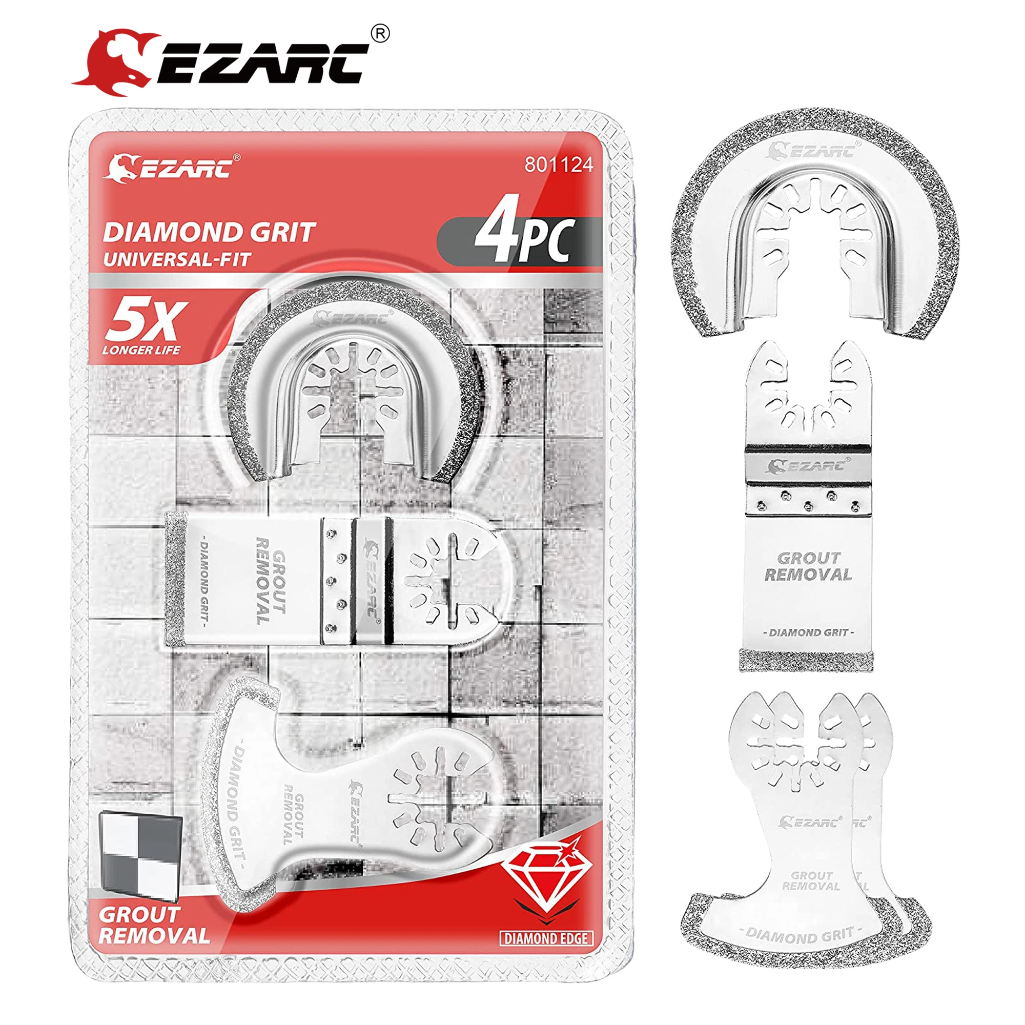 EZARC 4PCS Diamant Oszillierende Werkzeug Blade Set, Multi Werkzeug Mörtel Sägeblätter Präzise für Mörtel Entfernung, weiche Fliesen Cut